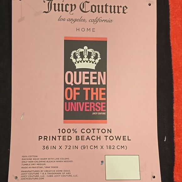 Juicy Couture Queen Of The Universe 6ft Beach Towel - Picture 6 of 6